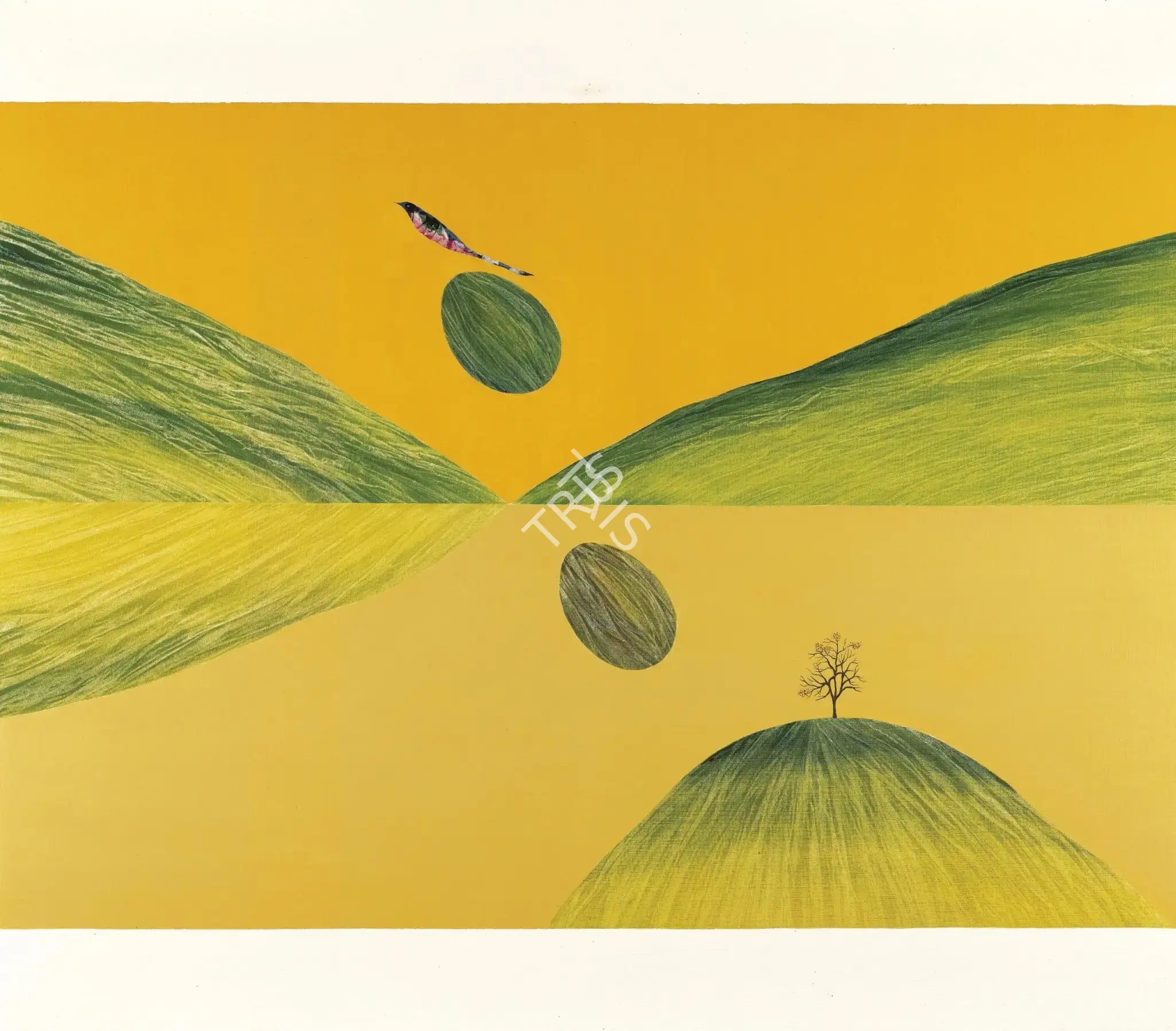 Swaminathan, J. (Artist). Untitled (Bird, Tree And Mountain). Oil on canvas, 1982 | Painting | FineArts | 00645105