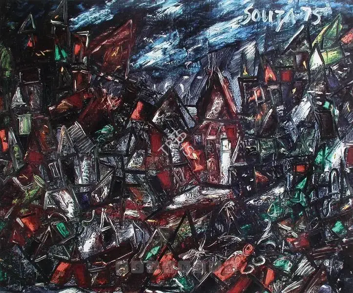 Souza, F.N. (Artist). Old Town In Browns, 1975 | Painting