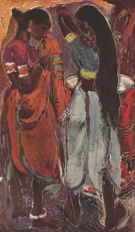 Bendre, N.S. (Artist). Two Women. n.d. | Marg, October 1950 | Painting | FineArts | 00673852