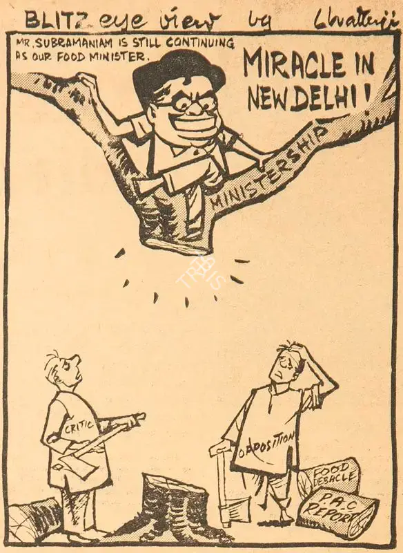 Chatterjee, Basu (Cartoonist). Miracle in New Delhi !, 1966 | Cartoons