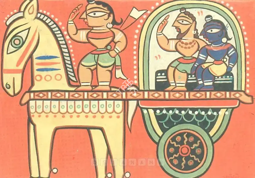 Roy, Jamini (Artist). Krishna And Balaram In A Chariot, n.d. | Painting