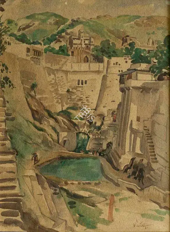 Mookherjea, Sailoz (Artist). Study of Rajasthan. Watercolour, 1954 | Painting | FineArts | 00418605