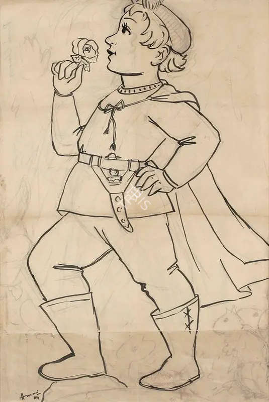 Husain, M.F. (Artist). Prince Charming, 1944 | Drawing