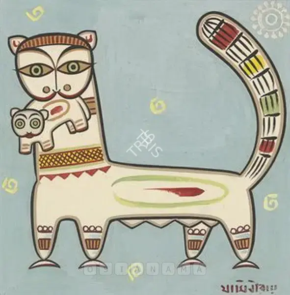 Roy, Jamini (Artist). Untitled (Mother Cat And Kitten), n.d. | Painting
