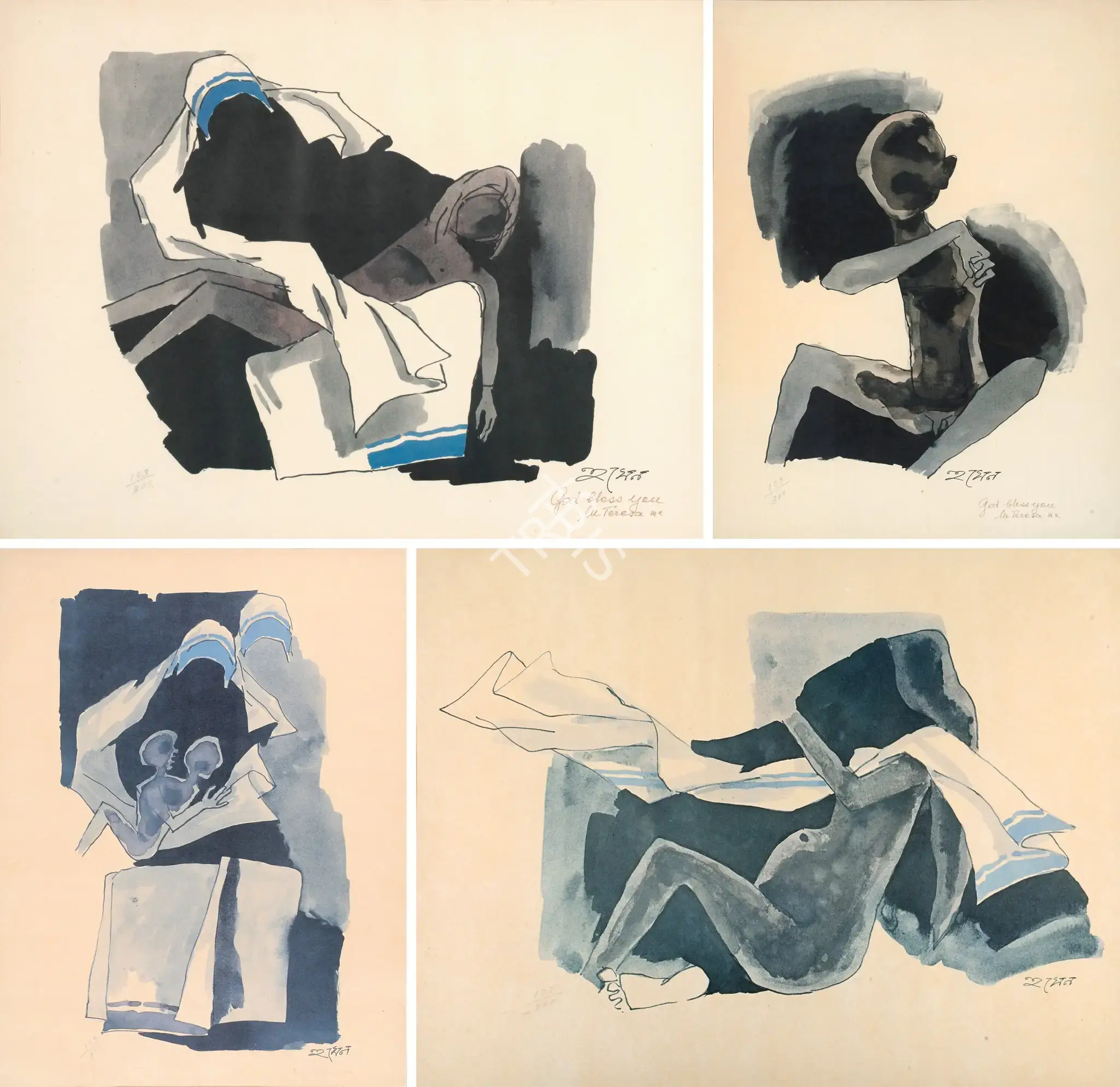 Husain, M.F. (Artist). Pieta, c.1980 | Print
