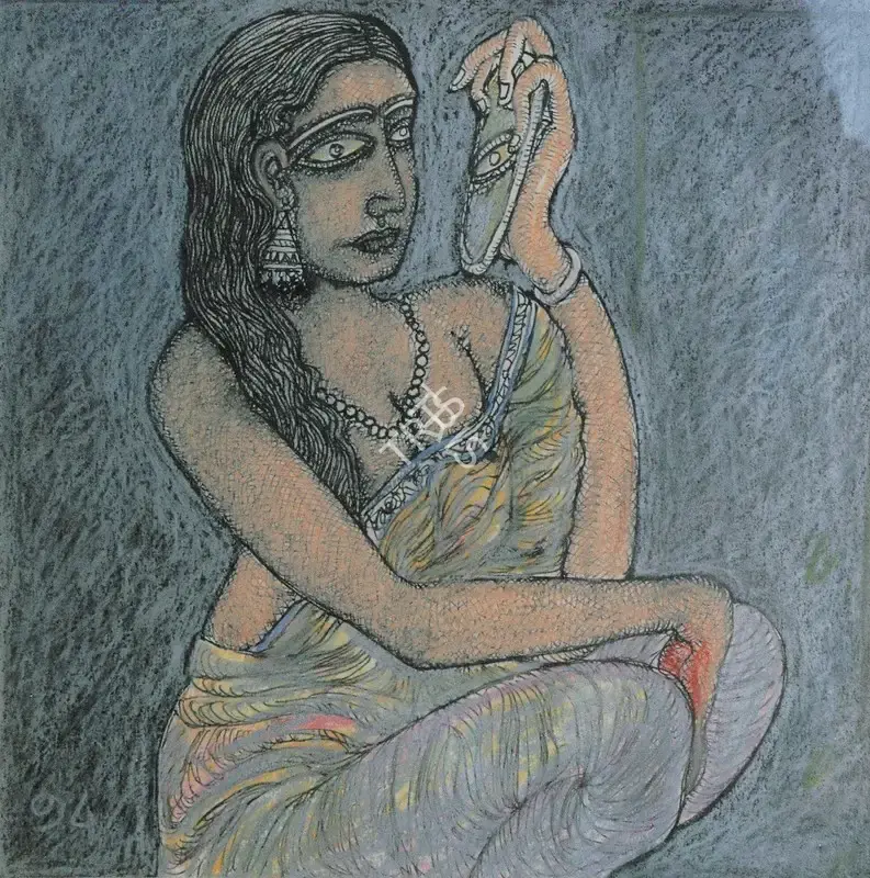 Chowdhury, Jogen (Artist). Woman before Mirror, 1994 | Painting