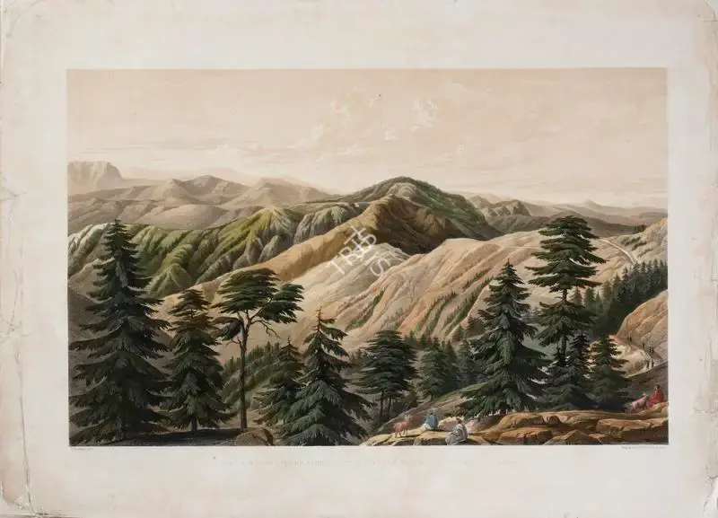 Picken, T. (Lithographer). Simla and Jukko from Capt. Metcalfe's Cottage, Mahassoue - Sunrise, circa 1852 | Lithograph