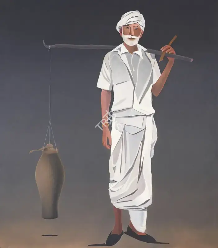 Nair, Surendran (Artist). Dhanvantari. Oil on canvas, 2013 | Painting | EconomicsArt | 00871166