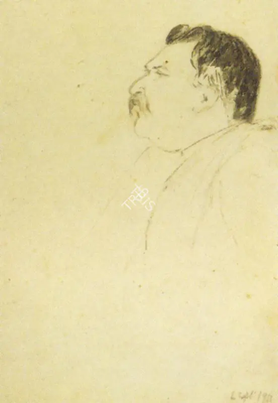 Tagore, Gaganendranath (Artist). Self Portrait. Pencil and grey wash on paper, 1911 | Drawing | FineArts | 00373621
