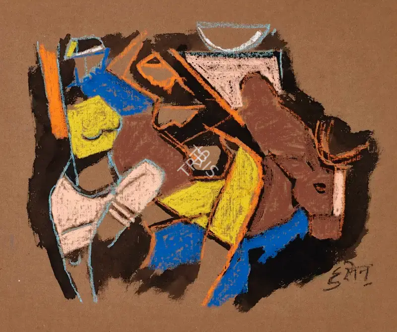Husain, M.F. (Artist). Untitled (Ladies with Bull), n.d. | Painting