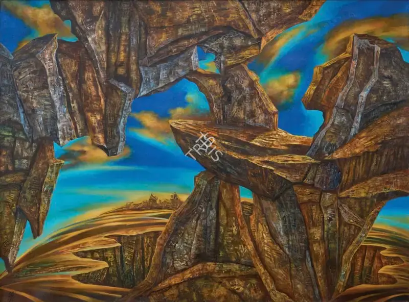 Kumar, Sanjay (Artist). The Hanging Rock. Acrylic on canvas, 2019 | Painting | FineArts | 00603837
