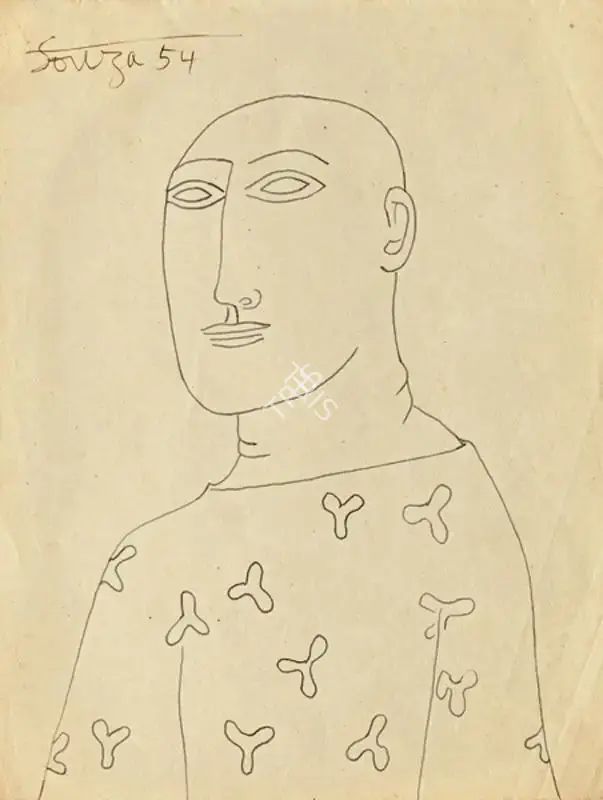 Souza, F.N. (Artist). Untitled (Man). Ink on paper, 1954 | Drawing | FineArts | 00341735