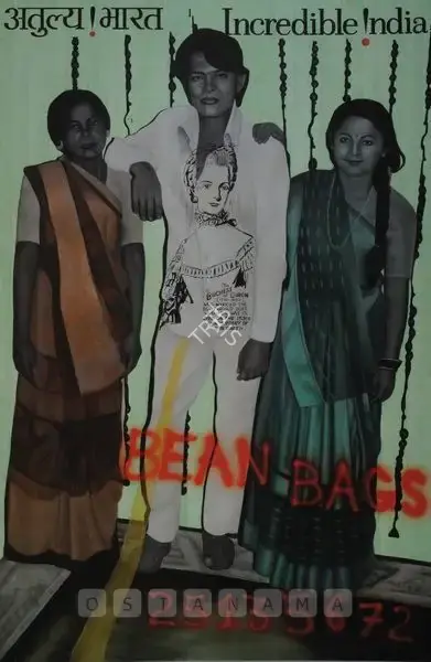 Dodiya, Atul (Artist). Shri Jivan Chaya Of Gandhi Nagar (With 17Th Wife Madhuben And 18Th Wife Jayashriben). Enamel paint and synthetic varnish on laminate board, 2003-2006 | Painting | FineArts | 00575081