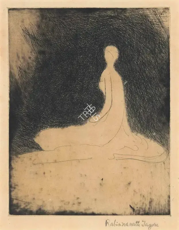 Tagore, Rabindranath (Artist). Untitled (Seated Lady), n.d. | Graphic Art