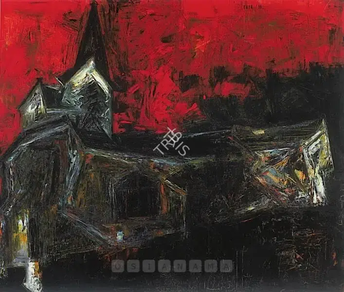 Raza, S.H. (Artist). Eglise Ossy-La Ville La Nuit, n.d. | Painting
