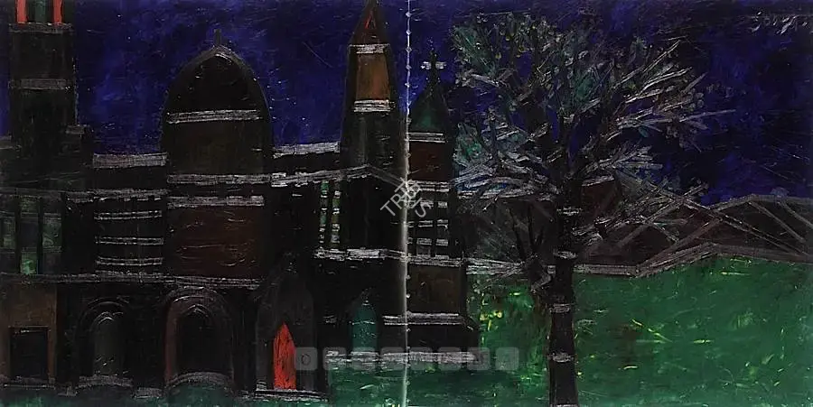 Souza, F.N. (Artist). Untitled (The Church), 1954 | Painting