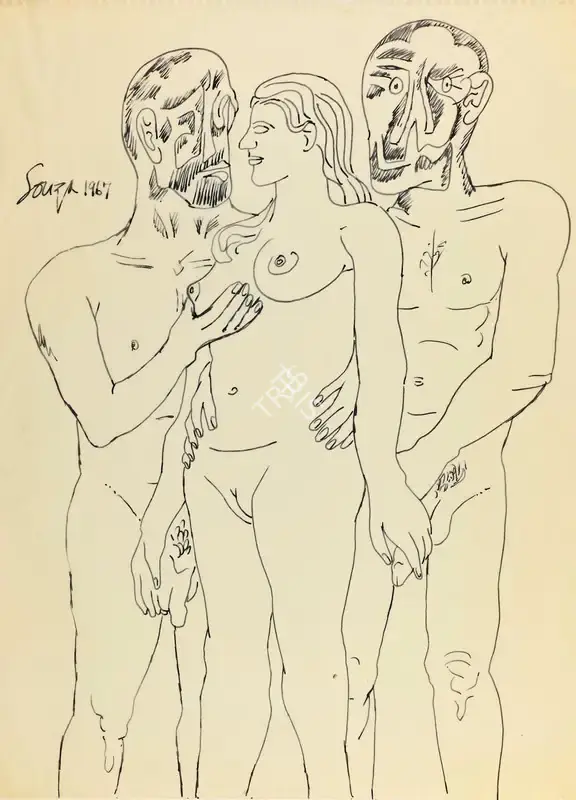 Souza, F.N. (Artist). Untitled (Trio), 1967 | Drawing