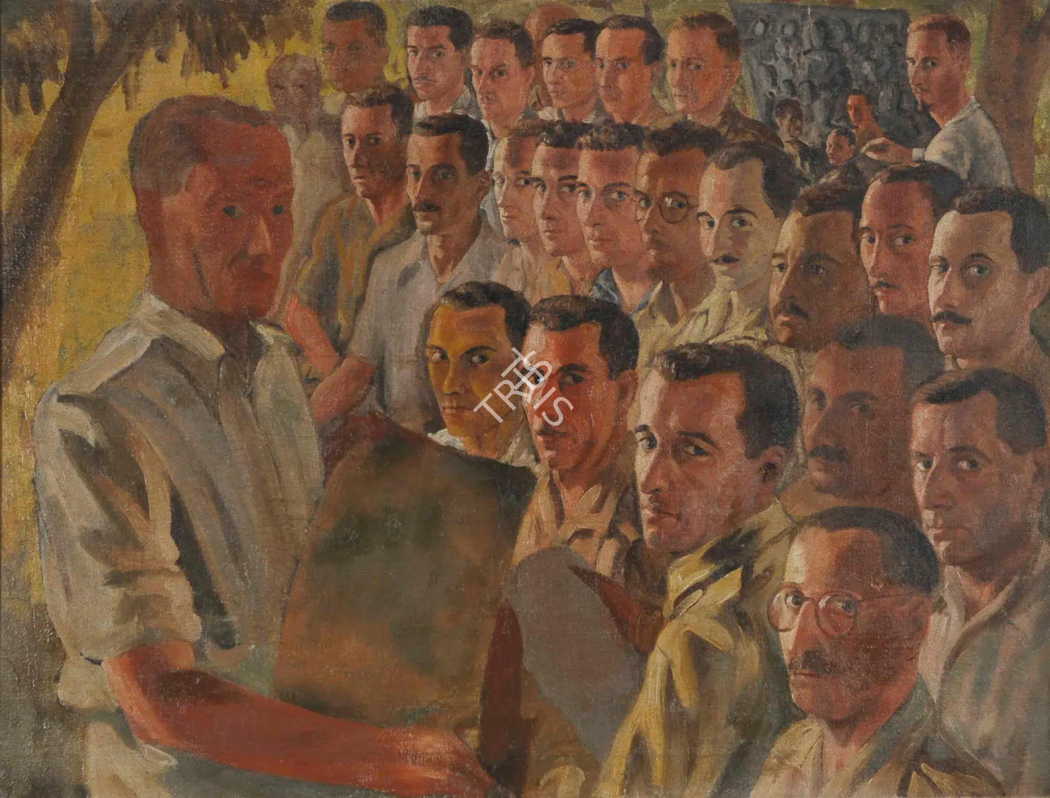 Unknown (Artist). Untitled (Murart - Prisoners of War). Oil on canvas laid on panel, c.1940 | Painting | FineArts | 00645651