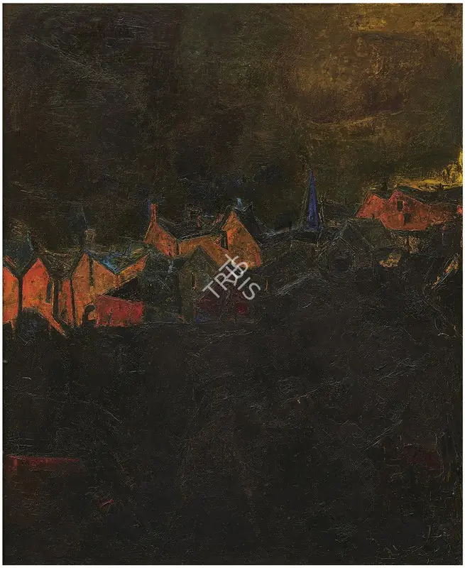Raza, S.H. (Artist). Village. Oil on board, c.1955 | Painting  | 00867125