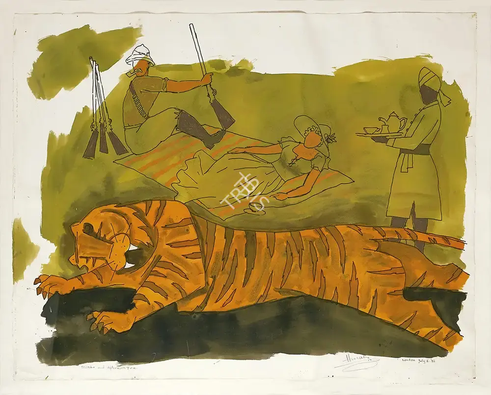 Husain, M.F. (Artist). Raj Series - Shikar And Afternoon Tea, 1986 | Painting