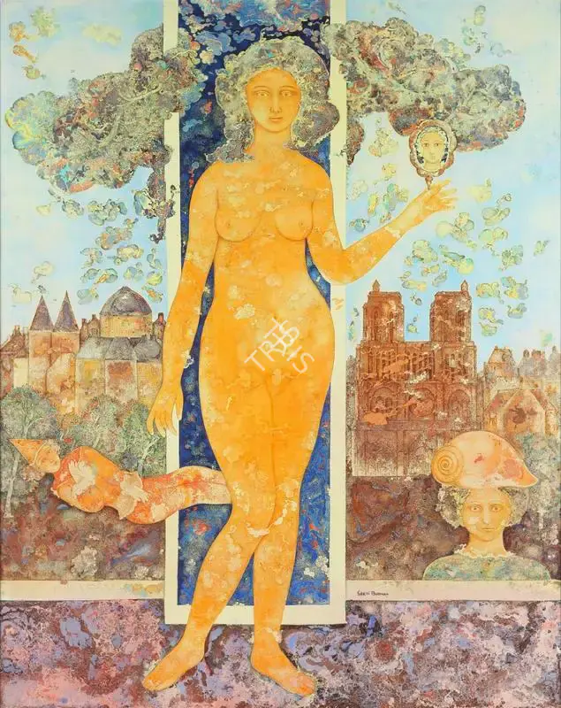 Burman, Sakti (Artist). Le Miroir du Temps (Mirror of Time). Oil on canvas, c.1977-1983 | Painting | FineArts | 00595704
