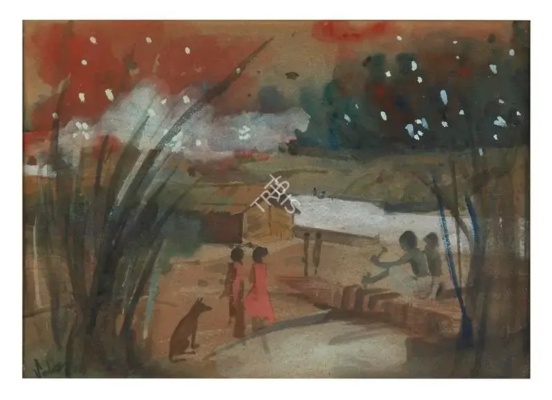 Mookherjea, Sailoz (Artist). Untitled (Landscape), n.d. | Painting
