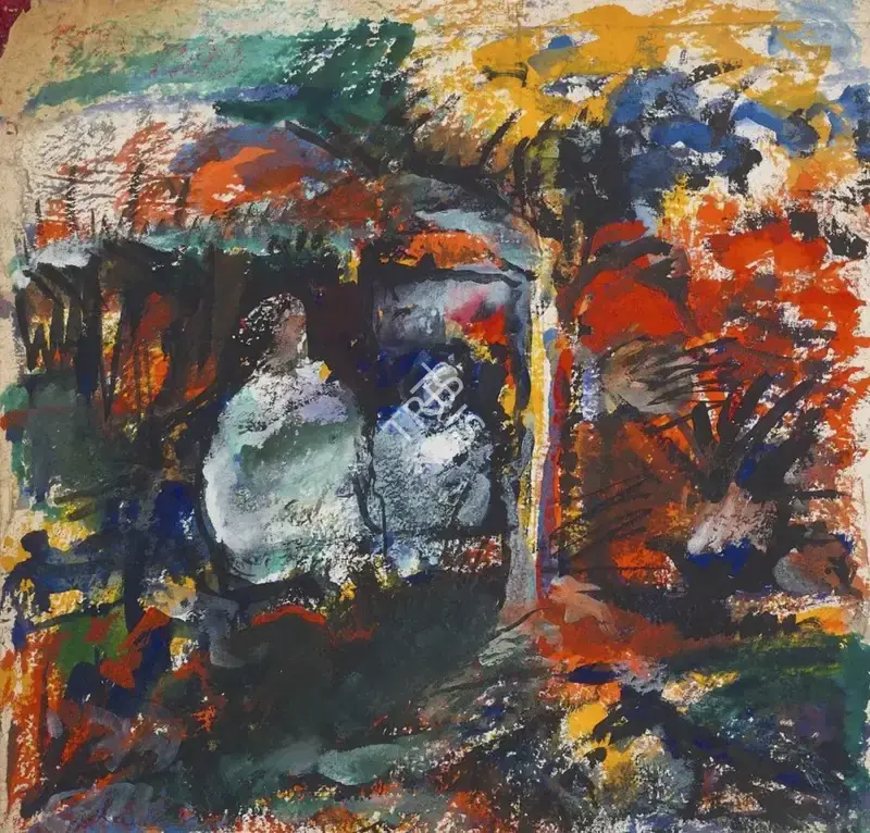 Hore, Reba (Artist). Untitled. Acrylic on canvas pasted on board, 1999 | Painting | EconomicsArt | 00871005