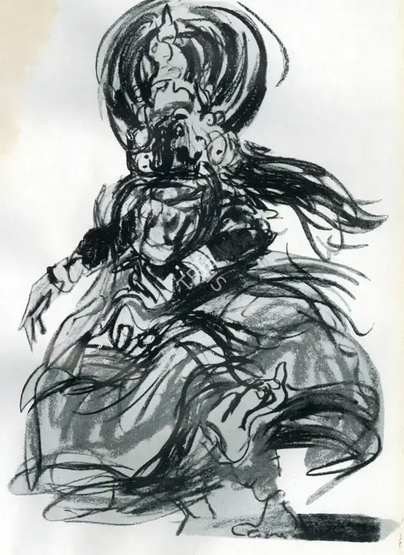 Topolski, Feliks (Artist). Krishna Kutty as Bhasmasura in The Boon, n.d. | Drawing
