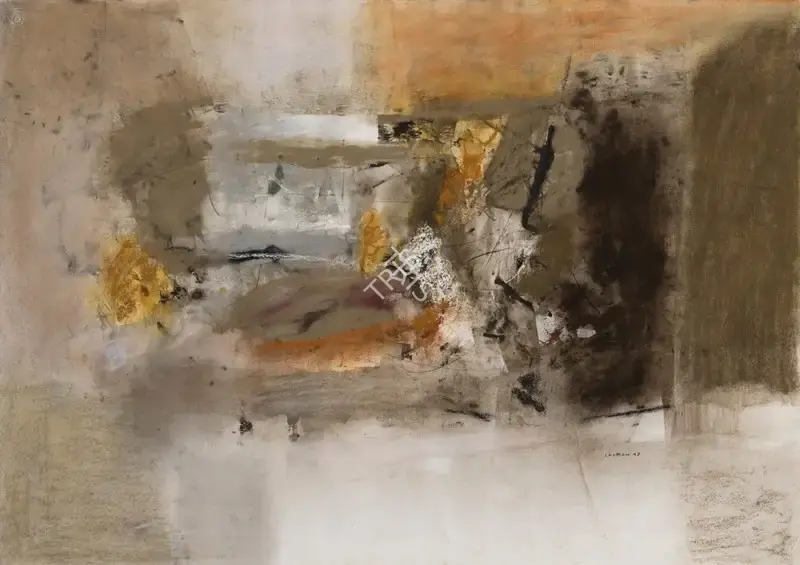 Shreshtha, Laxman (Artist). Untitled. Mixed media on paper pasted on cloth further pasted on plywood, 1997 | Painting  | 00869015