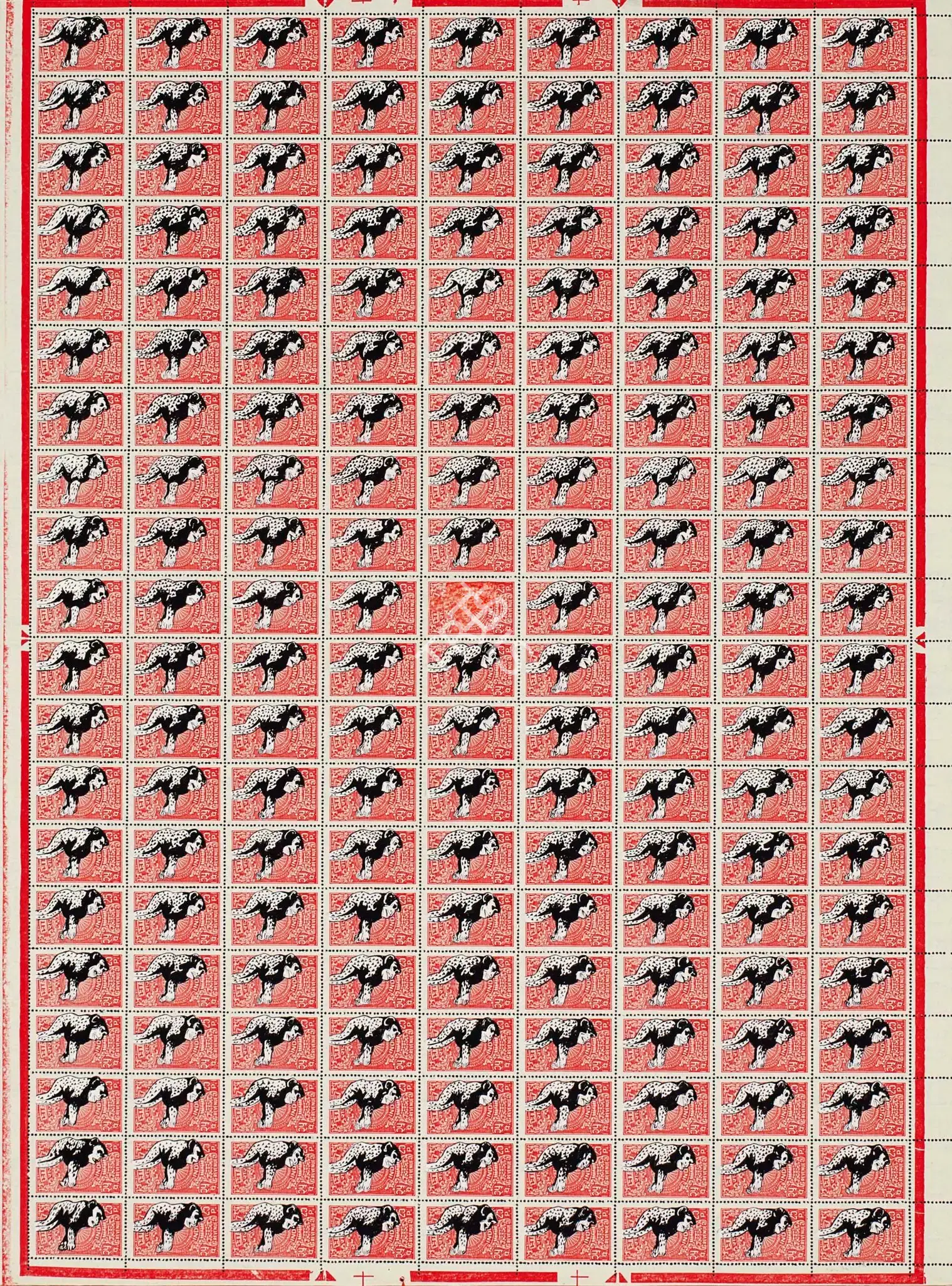 Purkayastha, Ashim (Artist). Dead Monkey. Acrylic and ink on postage stamps, 2004 | Painting | FineArts | 00899449