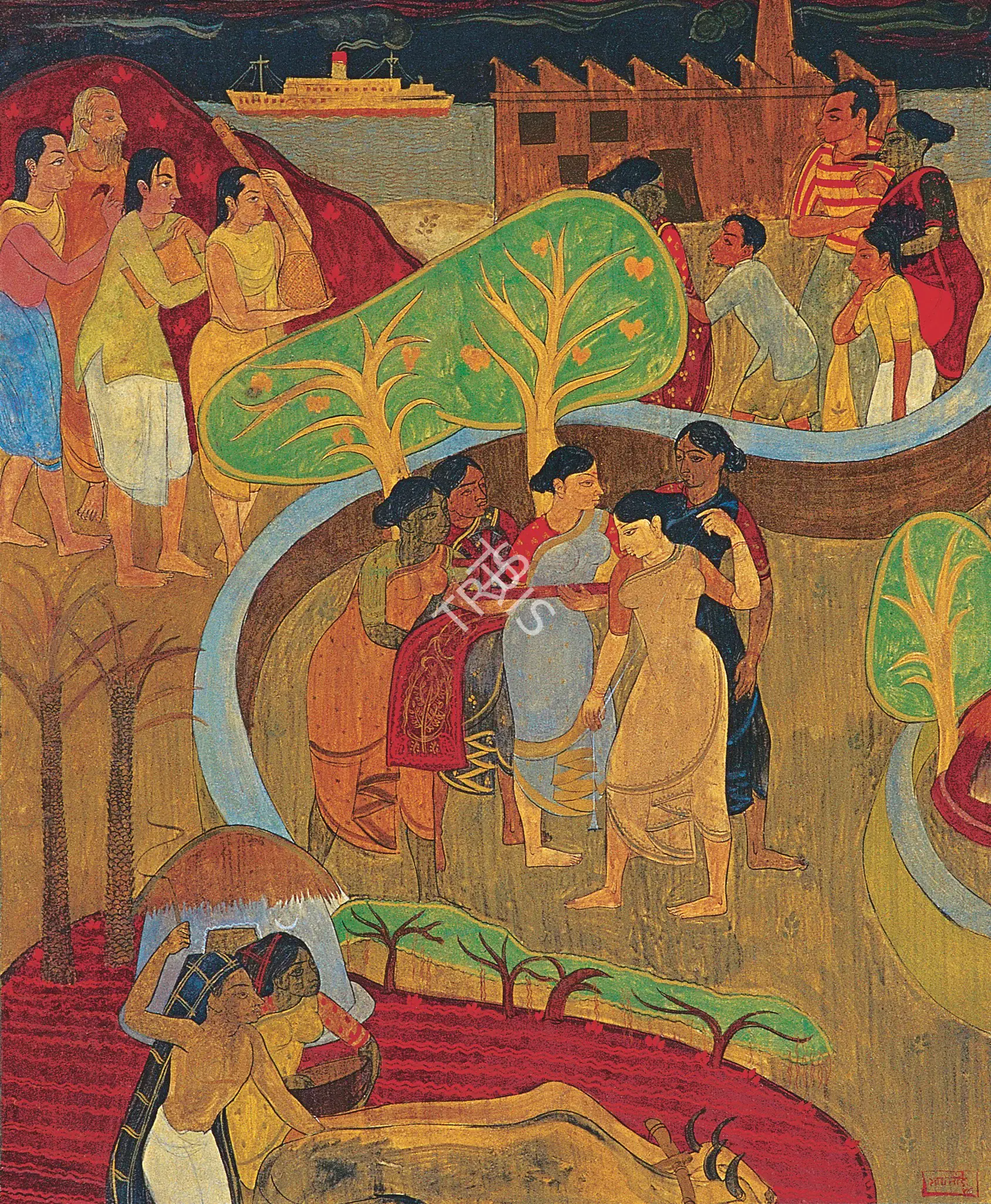 Gaitonde, V.S. (Artist). From Village To The City. Gouache on paper, 1948 | Painting | FineArts | 00755784