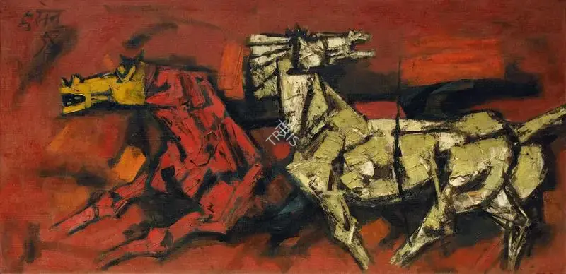 Husain, M.F. (Artist). Horses, 1960s | Painting