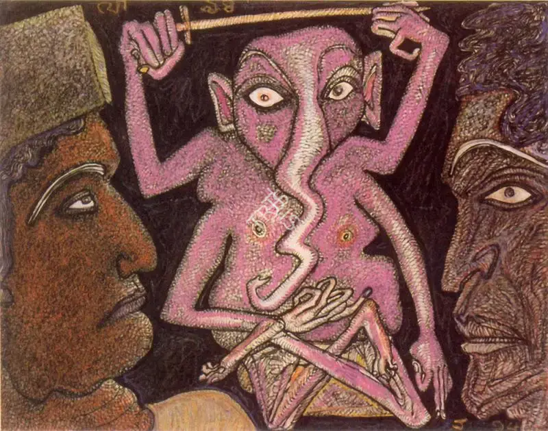 Chowdhury, Jogen (Artist). The God In between, 1994 | Drawing
