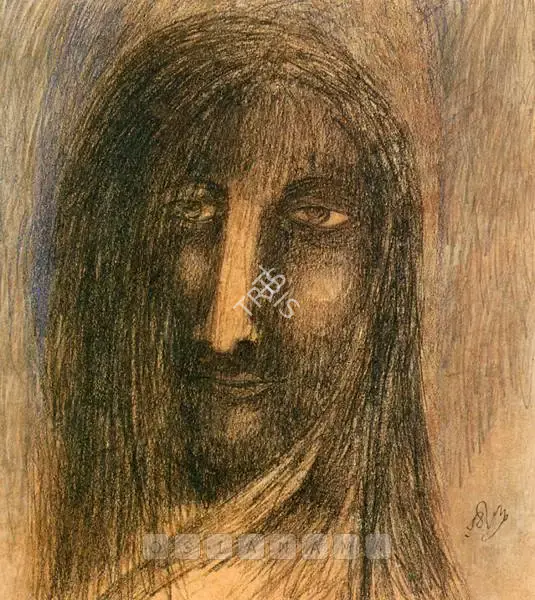 Tagore, Rabindranath (Artist). Head. Black chalk and crayon on paper, n.d. | Painting  | 00878218