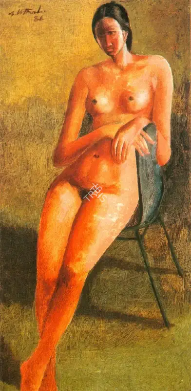 Vithal, B. (Artist). Seated Nude, 1986 | Painting