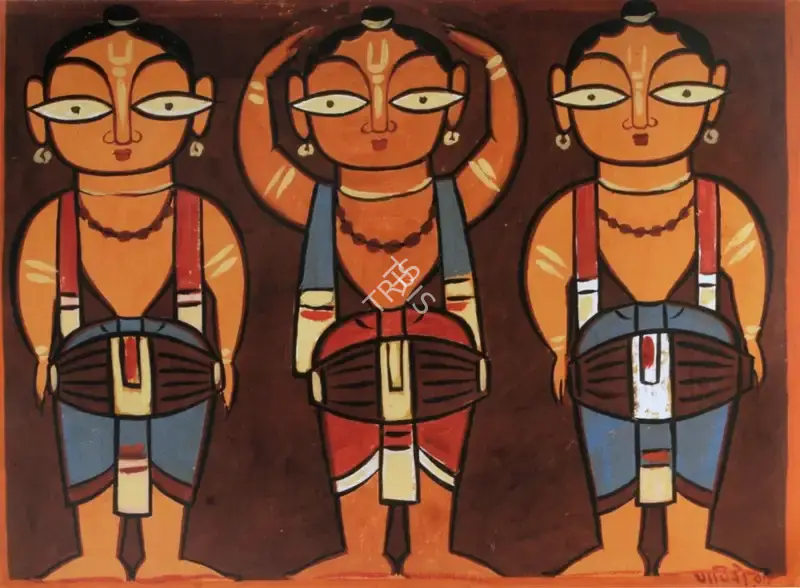 Roy, Jamini (Artist). Three Figures with Drums, n.d. | Painting
