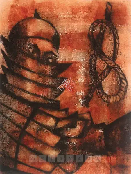 Dodiya, Atul (Artist). Tortilla Chip Samurai. Watercolour and charcoal on paper, 2004 | Painting | FineArts | 00598275