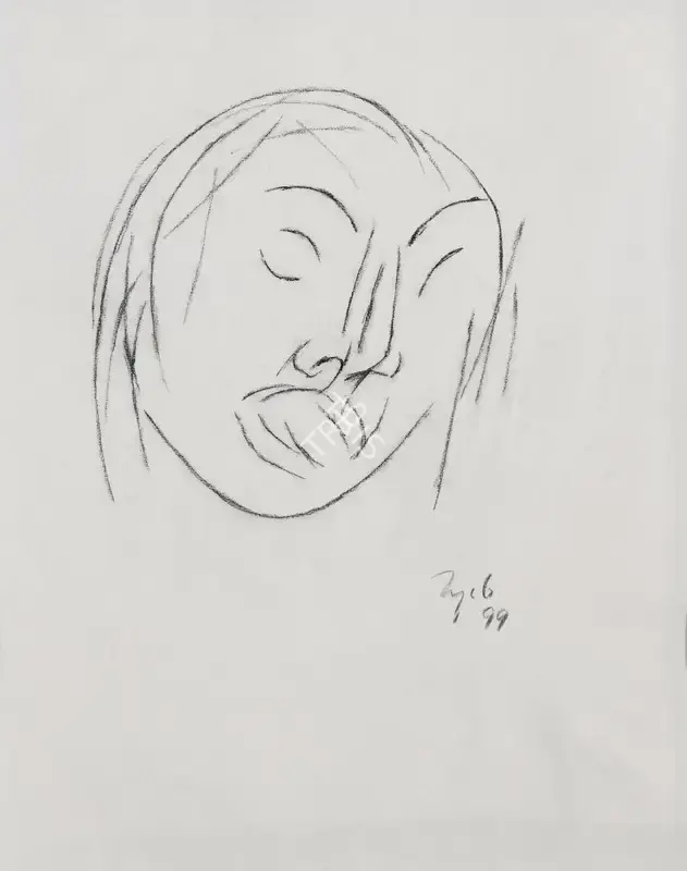 Mehta, Tyeb (Artist). Untitled (Head), 1999 | Drawing