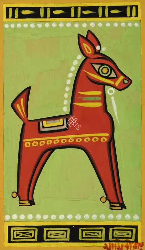 Roy, Jamini (Artist). Untitled (Red Horse), n.d. | Painting