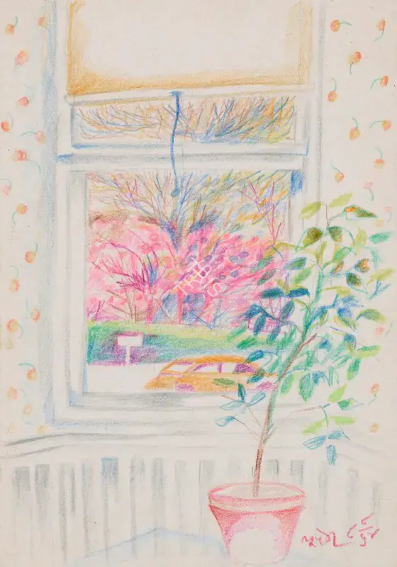 Khakhar, Bhupen (Artist). Untitled (Interior with Window), 1974 | Painting