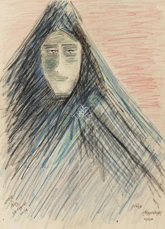 Tagore, Rabindranath (Artist). Untitled ( Veiled Woman ). Pastel on paper, 1935 | Drawing | FineArts | 00331280