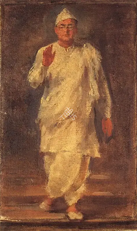 Bose, Atul (Artist). Portrait Study for Subhas Chandra Bose. Oil on canvas, c.1946 | Painting | FineArts | 00371541