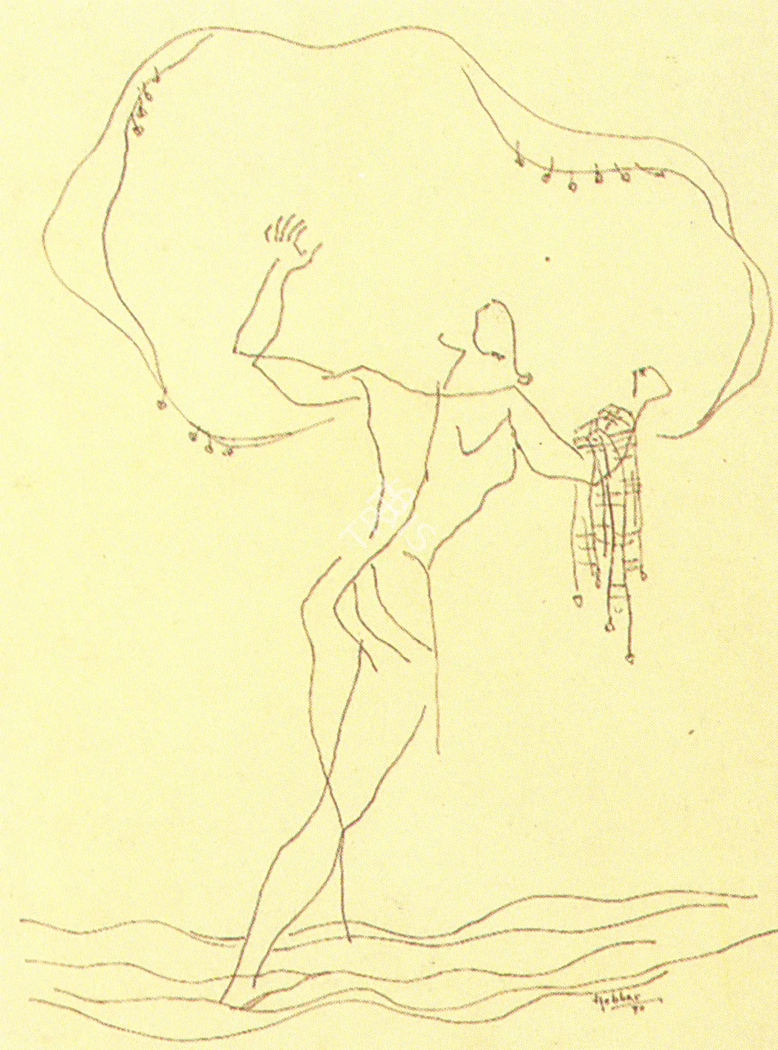 Hebbar, K.K. (Artist). Casting The Nets, 1990 | Drawing