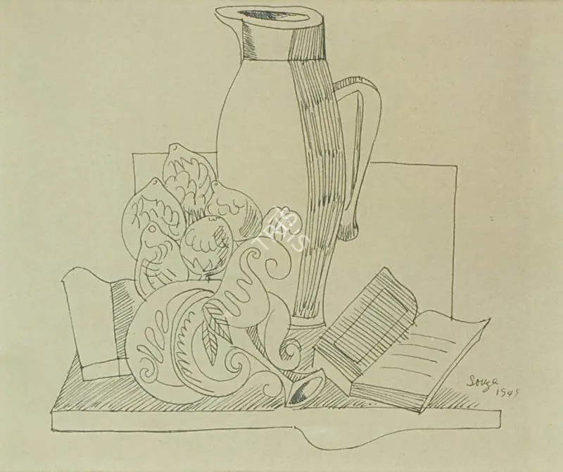 Souza, F.N. (Artist). Still Life with Jug, 1949 | Drawing