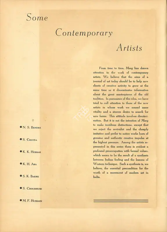 Anonymous (Essayist). Some Contemporary Artists. In Marg. 4(3), pp. 59-62. Bombay: Modern Artists and Architects Research Group, October 1950 | Essay | FineArts | 00668789, 1950