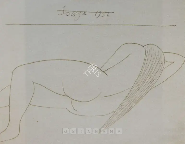 Souza, F.N. (Artist). Reclining Nude, 1956 | Drawing