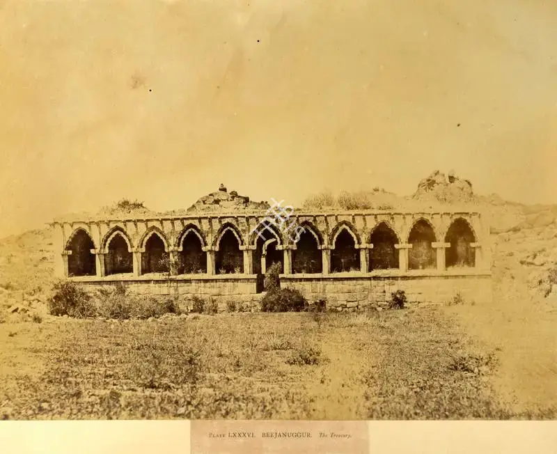 Neill, Andrew Charles Brisbane (Photographer). Beejanuggur. The Treasury - From the album "Architecture in Dharwar and Mysore Published by John Murray. London 1866. Photographs by Dr. William Henry Pigou, Dr. Andrew C. Neill and Col. Thomas Biggs with an historical and descriptive memoir by Colonel Meadows Taylor and architectural notes by James Fergusson". Albumen print pasted on mount, 1856 | Antiquarian Photograph | Photography | 00115724