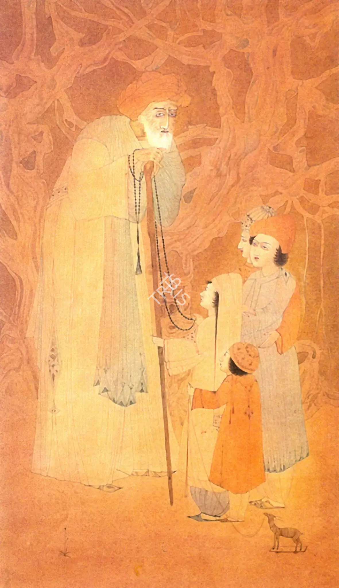 Chughtai, M.A.R. (Artist). Old Man And Children. Coloured pencil on paper, n.d. | Painting  | 00876693