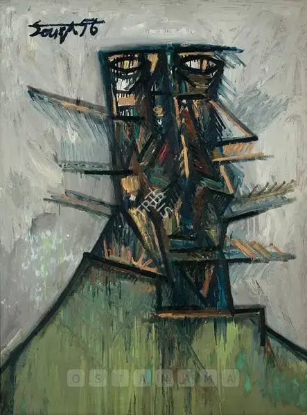 Souza, F.N. (Artist). Disintegrated Head, 1956 | Painting