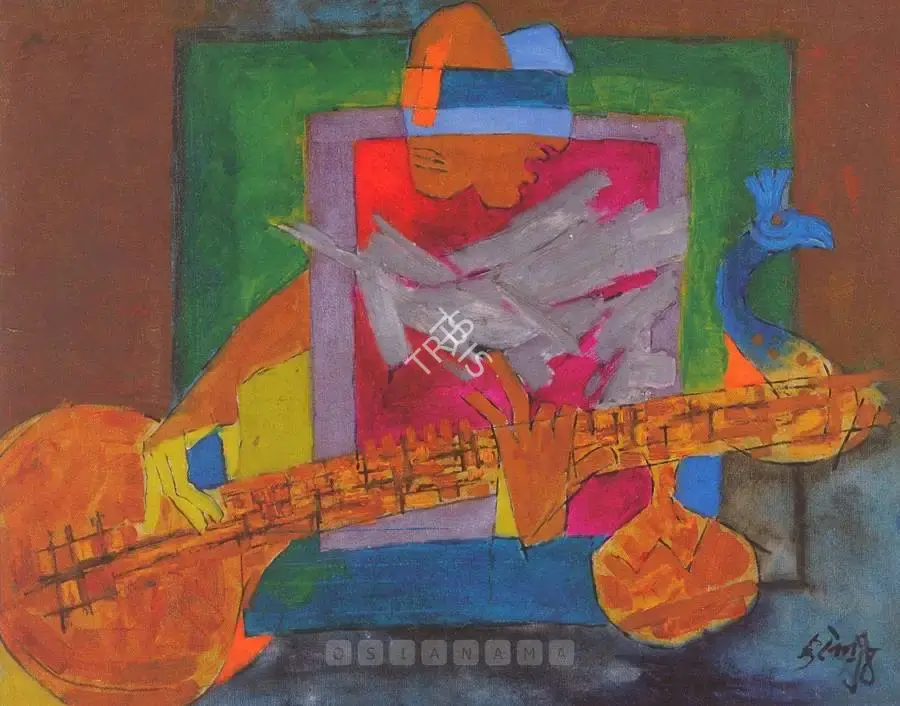 Husain, M.F. (Artist). Untitled (Veena Player), n.d. | Painting
